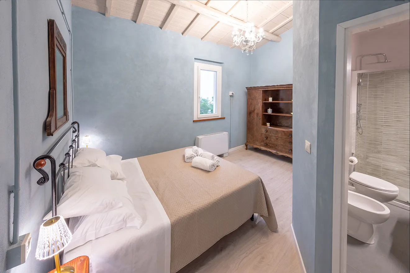Camera da letto azzurro chiaro